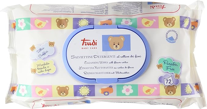 Trudi Baby Care Salviettine Detergenti al Nettare dei Fiori Bianco, 72 Unità