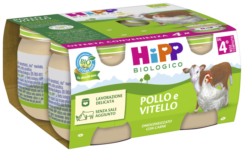 Hipp Omogeneizzato Pollo e vitello 4x80g