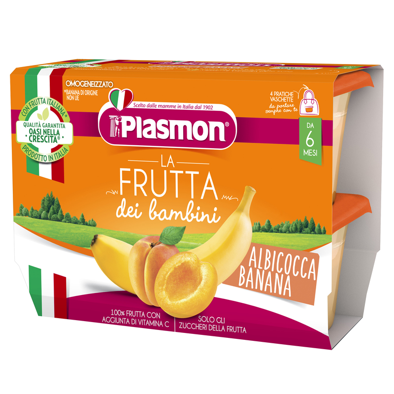 Plasmon La Frutta Sapori Di Natura 4x100 Gr. Albicocca E Banana